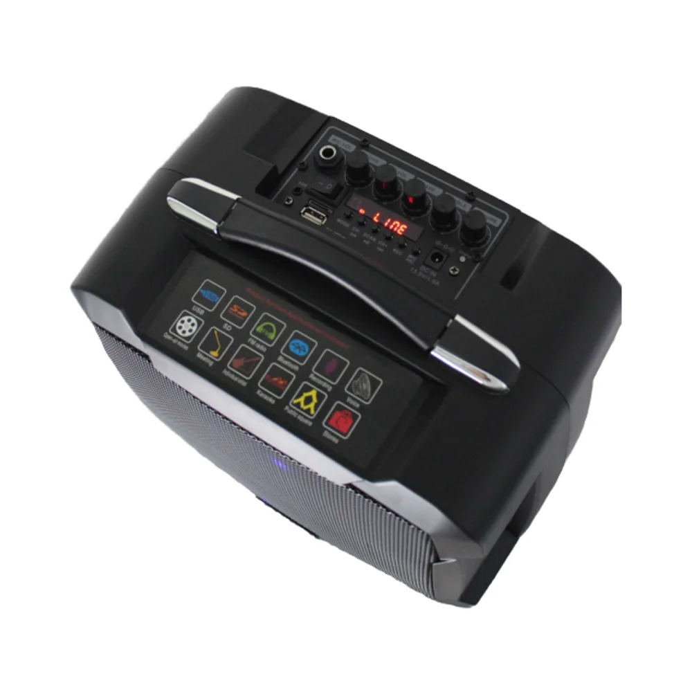 T08A Plastic portable speaker with  light strip USB SD card insertion function wireless English voice prompt recording  radio