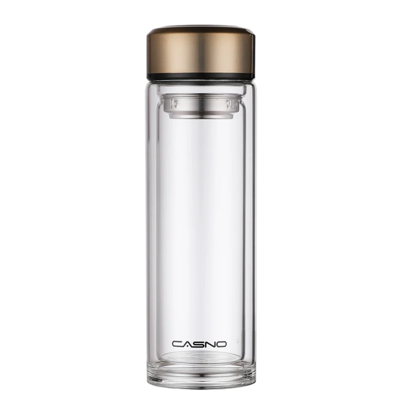 New Blank 420ml High Quality Unbreakable Double Wall Borosilicate Glass Water Bottle With Tea Filter