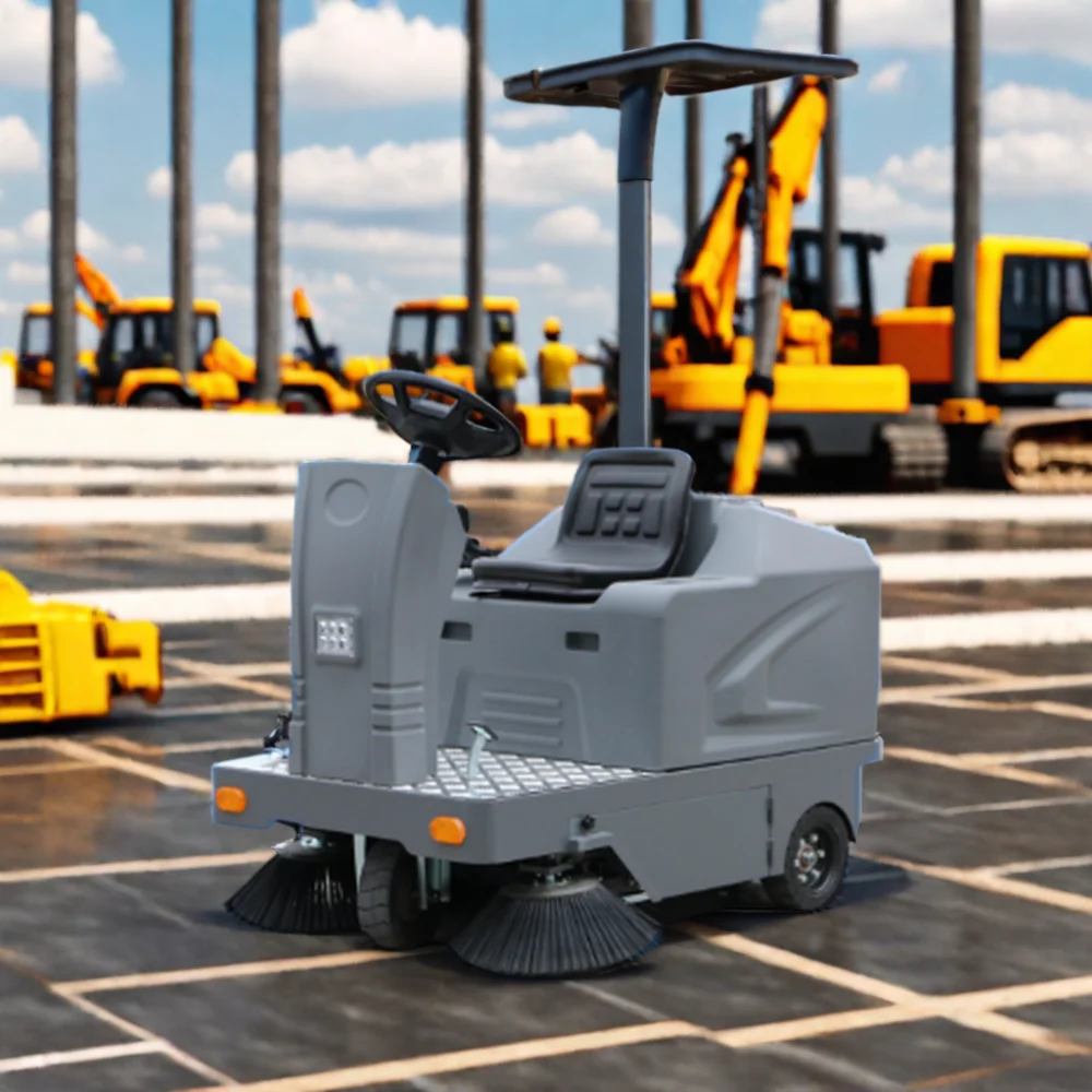 Commercial battery powered ride on sweeper scrubber for road cleaning  mechanical walk behind sweeper