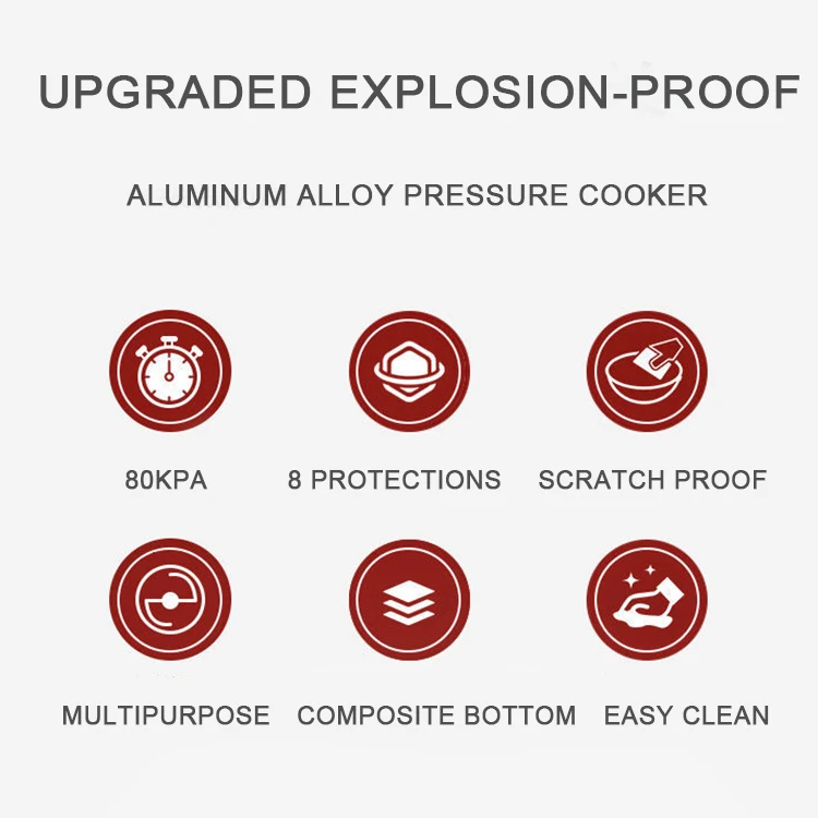 Customize Aluminium alloy pressure cookers with steamer induction base 3 / 4 /5 /7 / 9/11 liter