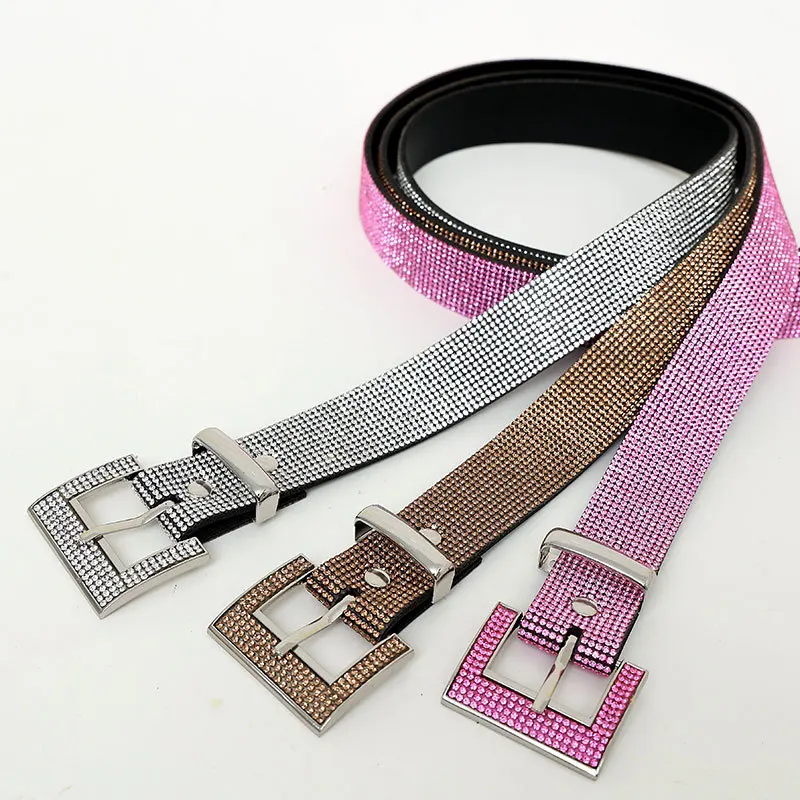 Rhinestone Bling Bling Belt Women Ins Wind Wide Fashion Personality Jeans Belt