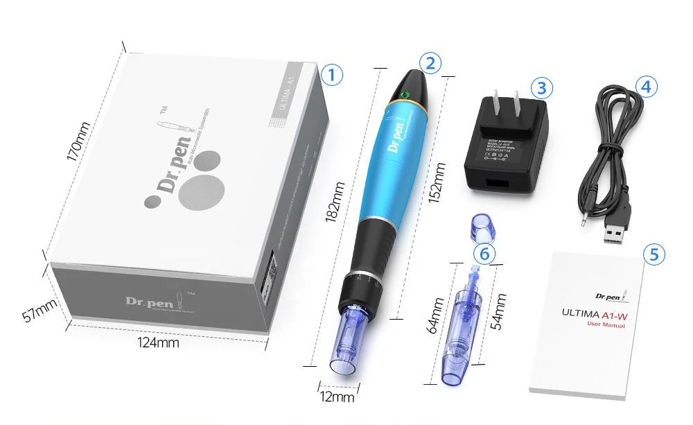 Blue Powerful Newest 12 Pin Kit Ultima Rechargeable Wireless Microneedling Dermapen Dr Pen A1-W High Quality A1 Derma Pen