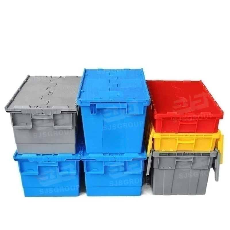 Heavy duty  16-85L plastic moving storage crates Plastic Crate industrial plastic moving box turnover crate with lid