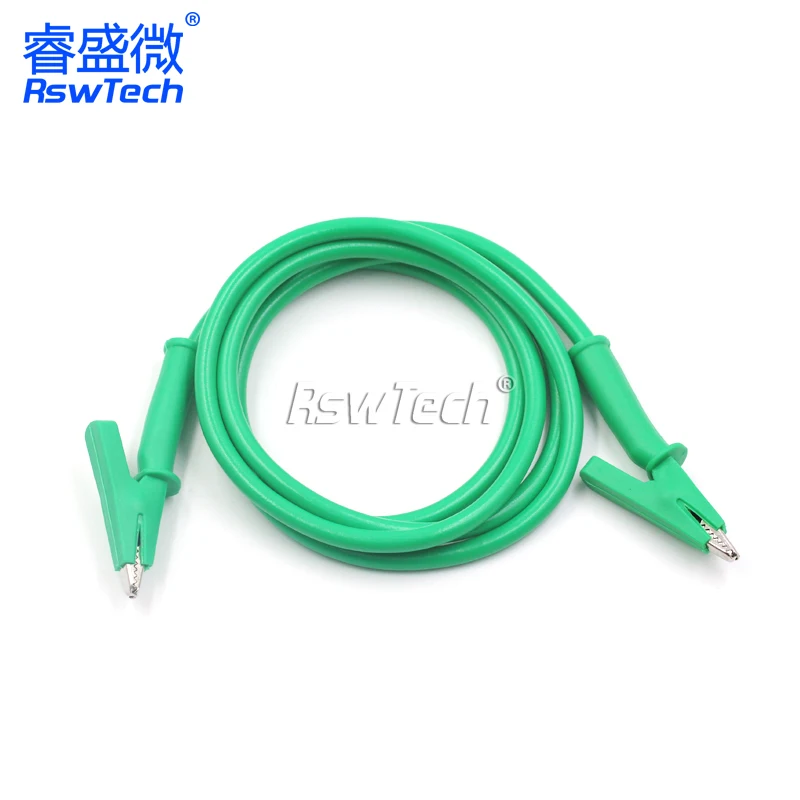 Double-ended alligator clamp wire Silicone wire withstand voltage 1500 current 10A length 1 m green (1 piece) Alligator Clips