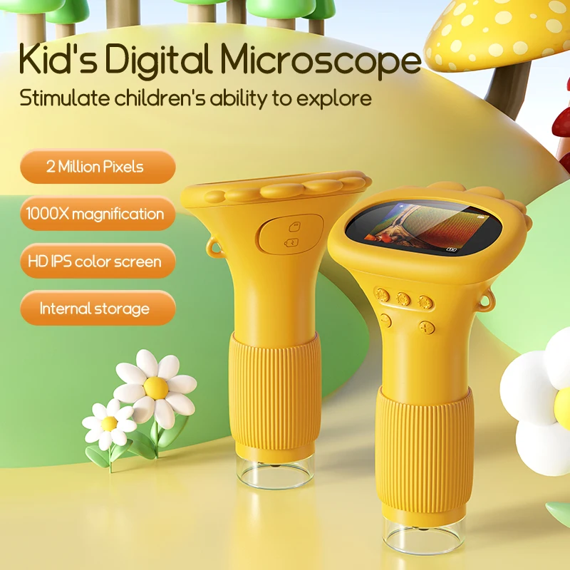 ANESOK 372 2.0 inch Lcd Screen 1000X 2MP Digital Portable Microscopio Camera Kids Stem Science Toy Microscopes Kit for Children