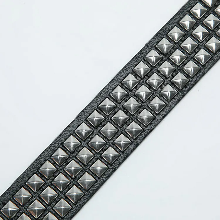QS Rivet Studded Punk Belt Double Grommet Belt Gothic Belt for Women Men Gift