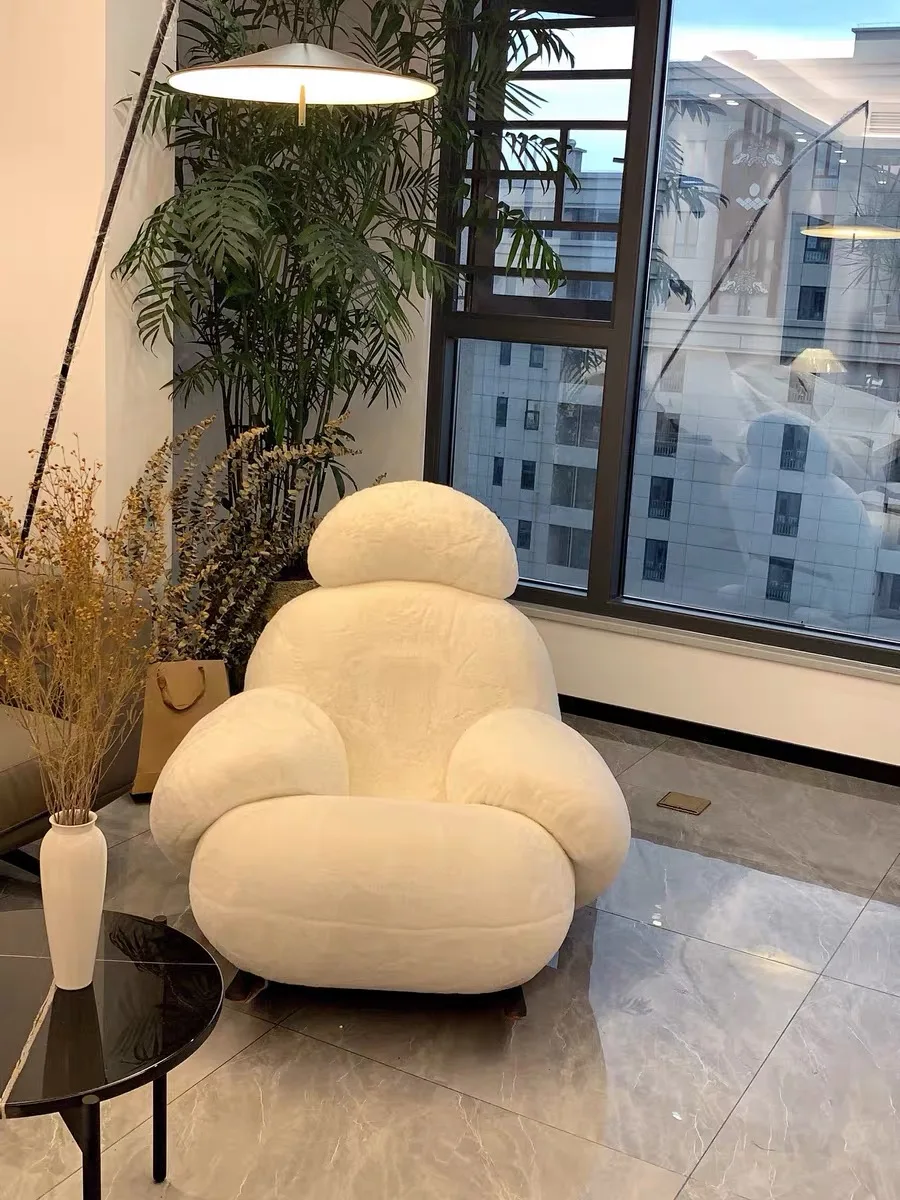 Nordic White Velvet  Rocking Chair With Armrest Make You Cloud Feeling For Living Room