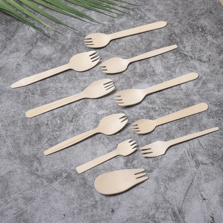 Wholesale Wooden Cutlery Disposable Wooden Fruit Spork
