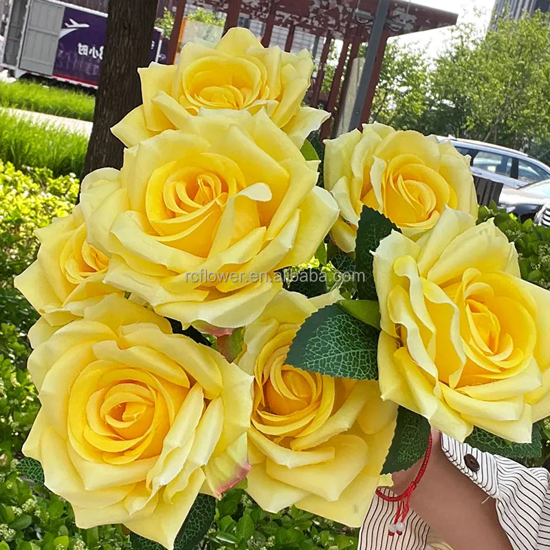 High Quality Artificial Rose Bouquets For Bridal Wedding Centerpieces Floral Decoration 7 Forks Silk Roses Bouquet And Plants