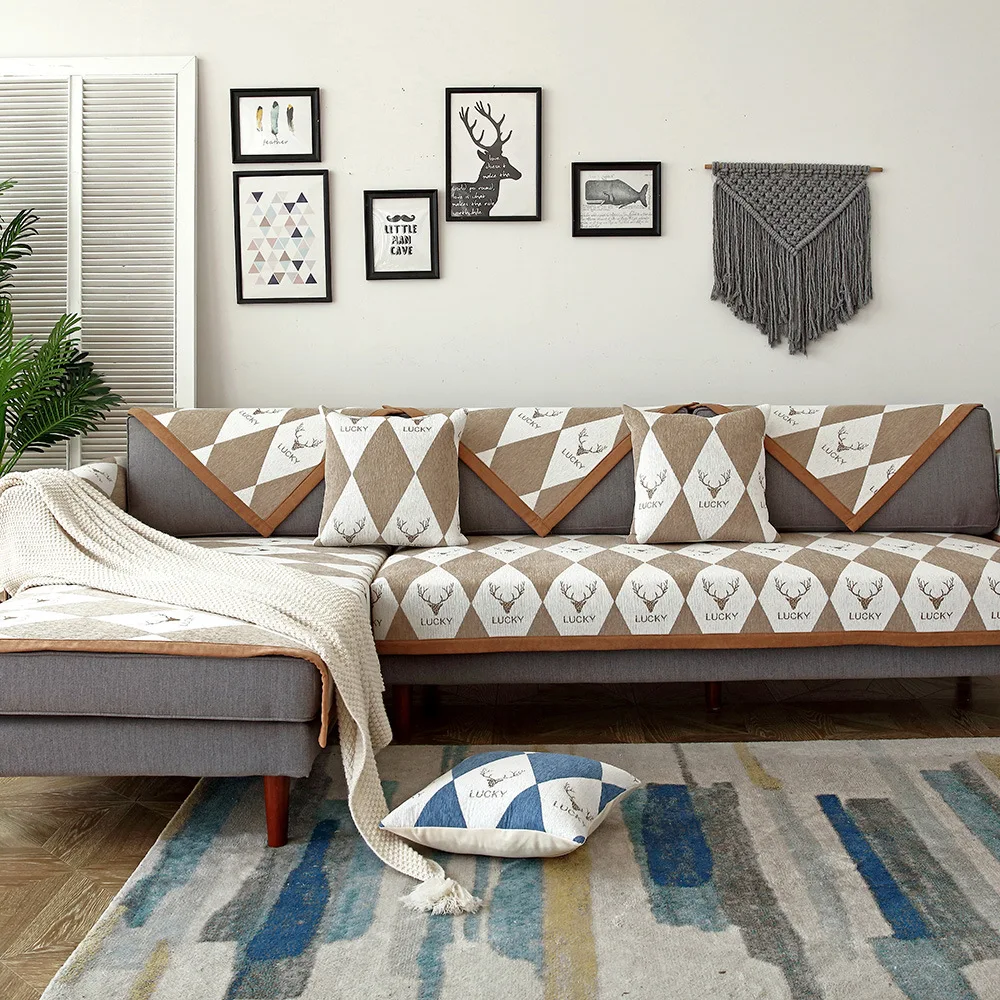100% Polyester antiskid modern simple Nordic style sofa cushion sofa cover