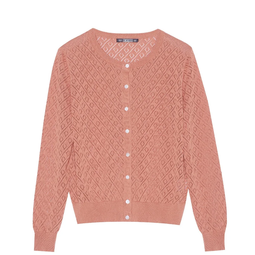 
Fengji Spring Hot Selling Cardigan Sweater Black, O Neck Rib Knit Womens Jackets and Sweaters 