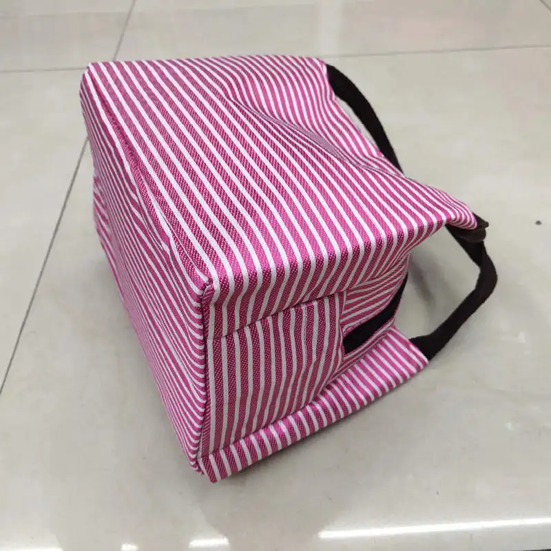 Competitive Price Cheap Personalized Winter Oxford Cloth Stripes Insulated Tote Cooler Shopping Bag  Insulated Lunch For Outd
