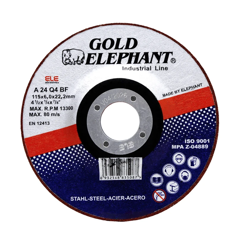 Gold Elephant high quality 4.5 inch grinding disc  115x6.0x22mm grinding wheel for metal
