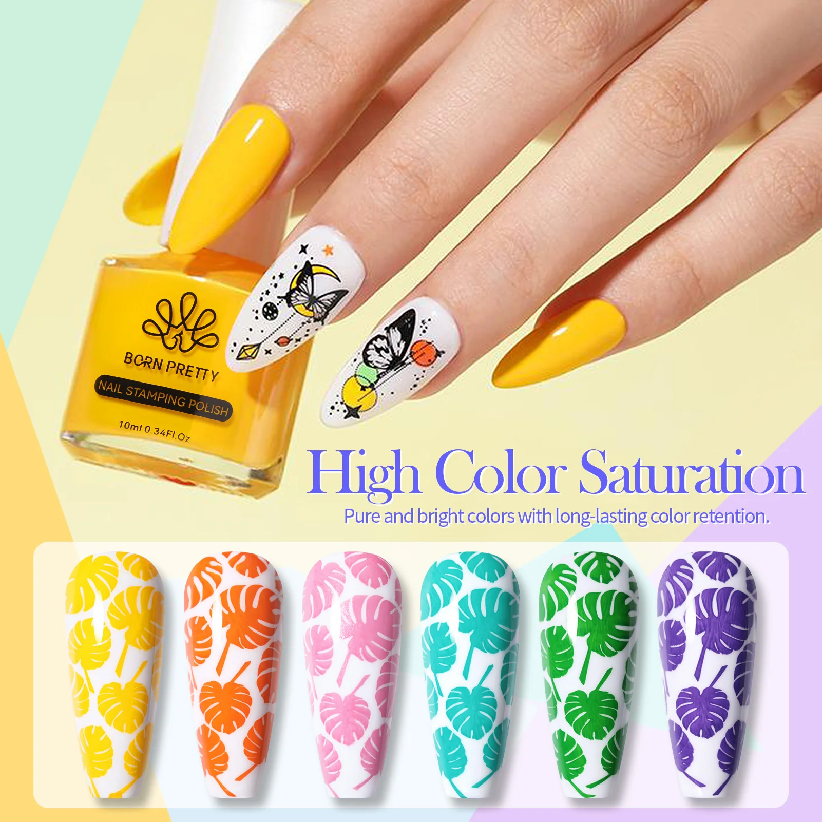 BORN PRETTY 12 Colors 10ml Nail Stamping Polish Set Black White Gold Silver Nail Art Plates Stamp Oil