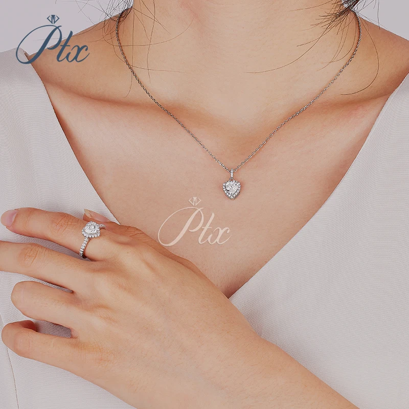 Heart shape halo design 1 carat 925 silver material VVS diamond women moissanite ring