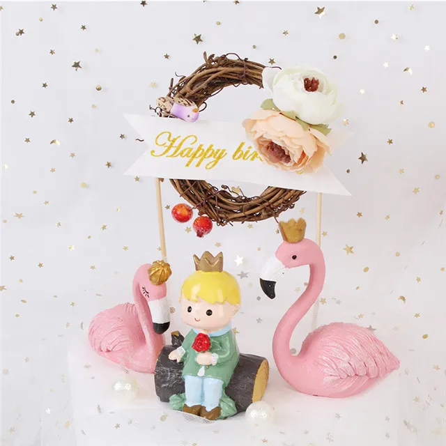 Hot Sale Cake Insert Party Supplies Acrylic Fabric Flower Birthday Cake Decorations