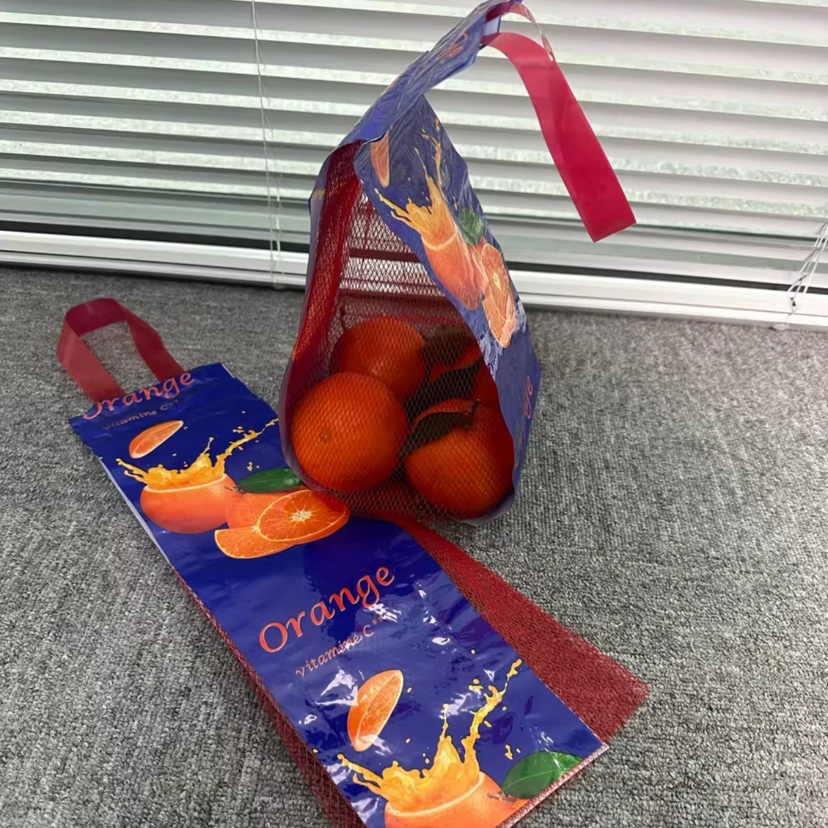 Orange mandarin lemon plastic mesh packing bag customized supermarket hot sell netting bag