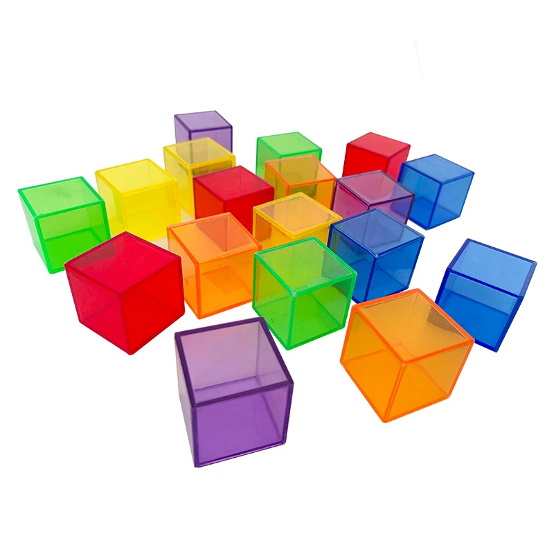 18pcs 4cm transparent ABS colored plastic cube mathematical cube educational puzzle building block set