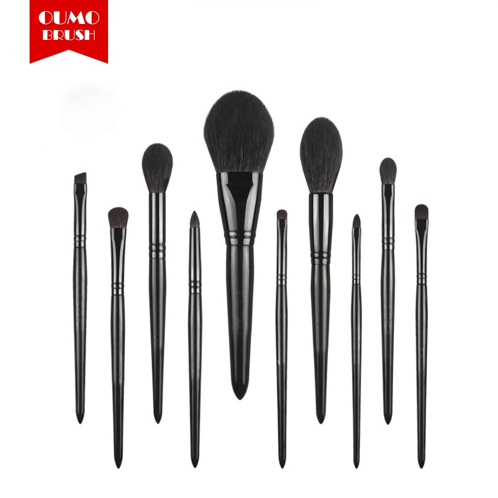 OUMO- 10pcs goat hair makeup brush set professional makeup brushes
