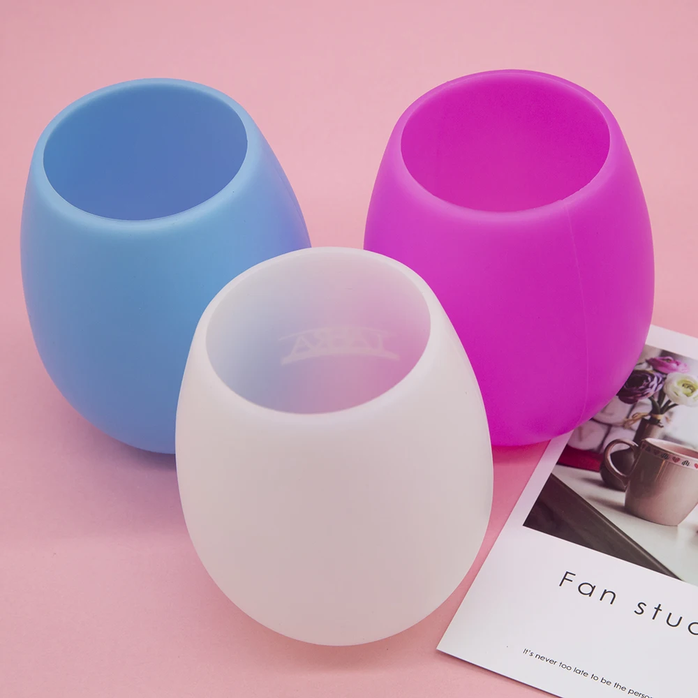 New BPA Free Food Grade Material Red Drinking Party Maker Silica Gel Rubber Glasses Cup Silicone Wine Glass
