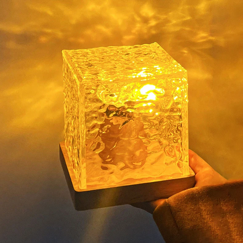 Water Ripple Ocean Wave Led Cube Projector Light Crystal Aurora Glow Flame Lamp