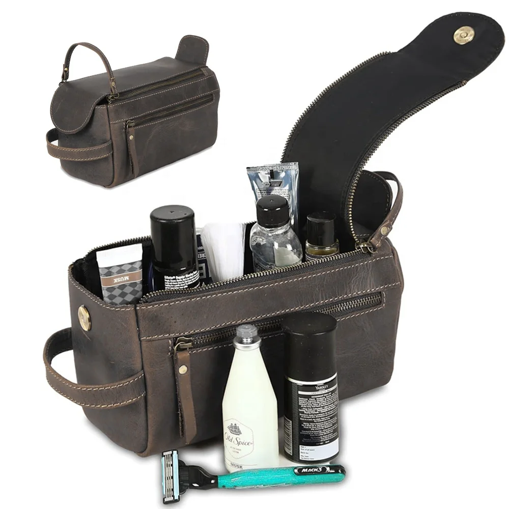trend 2024 Premium Buffalo leather Unisex Travel Dopp Kit mens toiletry bag dopp trendy cases travel cosmetic bags for men