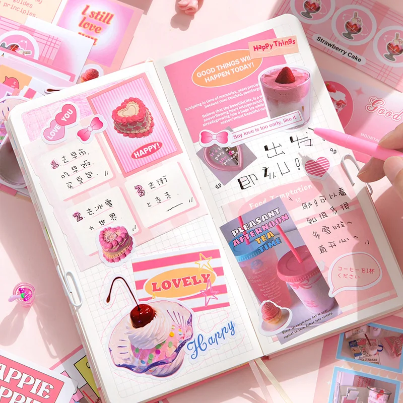 30pcs Kawaii Stationery stickers Dessert delivery in progress Vintage Girl flowers Diary Planner Junk Journal Mobile Stickers Sc