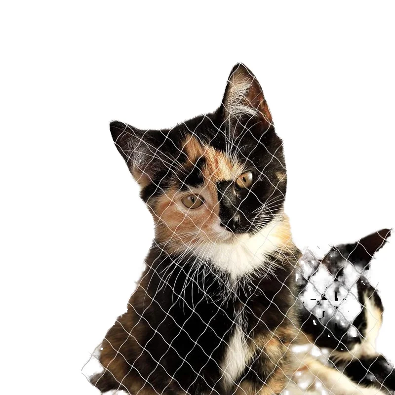 Mesh Fence Anti-Fall Pet Safety Net with Belt Closure Foldable Design Wholesale Transparent Nylon Cat Balcony Cat Net