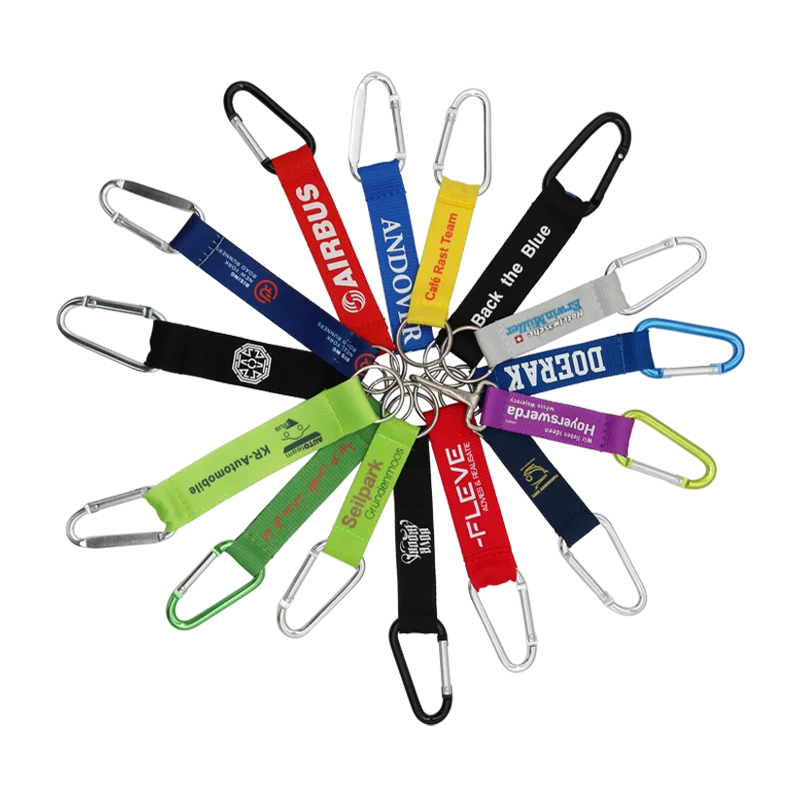 Personalized Custom Carabiner short Clutch Wrist Strap Lanyard Heavy Webbing Key Fob Keychain with Key Ring and Clasp Holder
