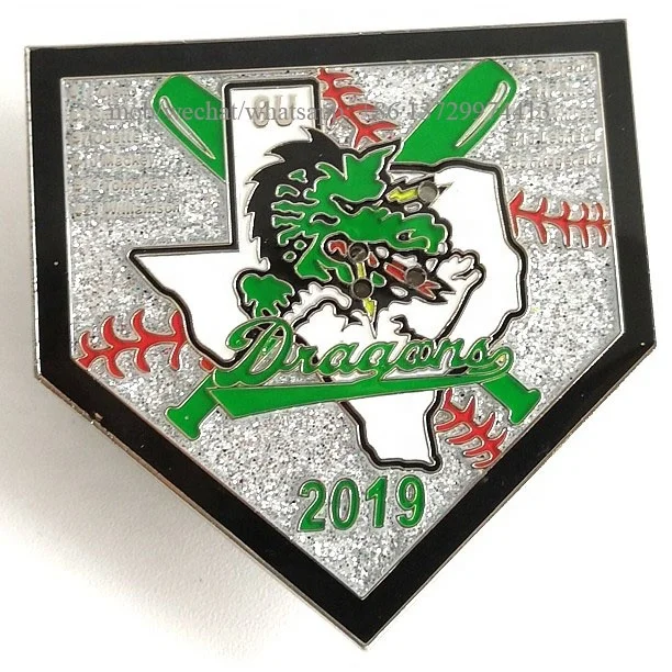 custom metal glittering twinkle softball trading pin with led lights