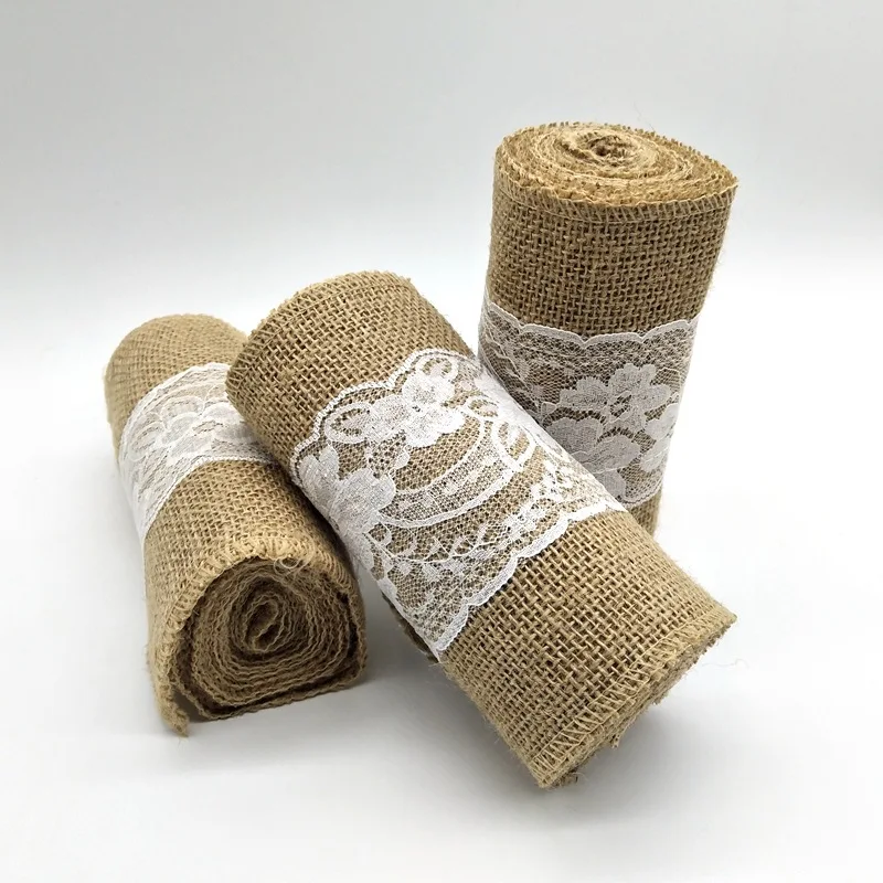 
Wholesale Good Quality Jute Rustic Vintage Hessian Burlap Lace Chair Sashes Bows For Wedding 
