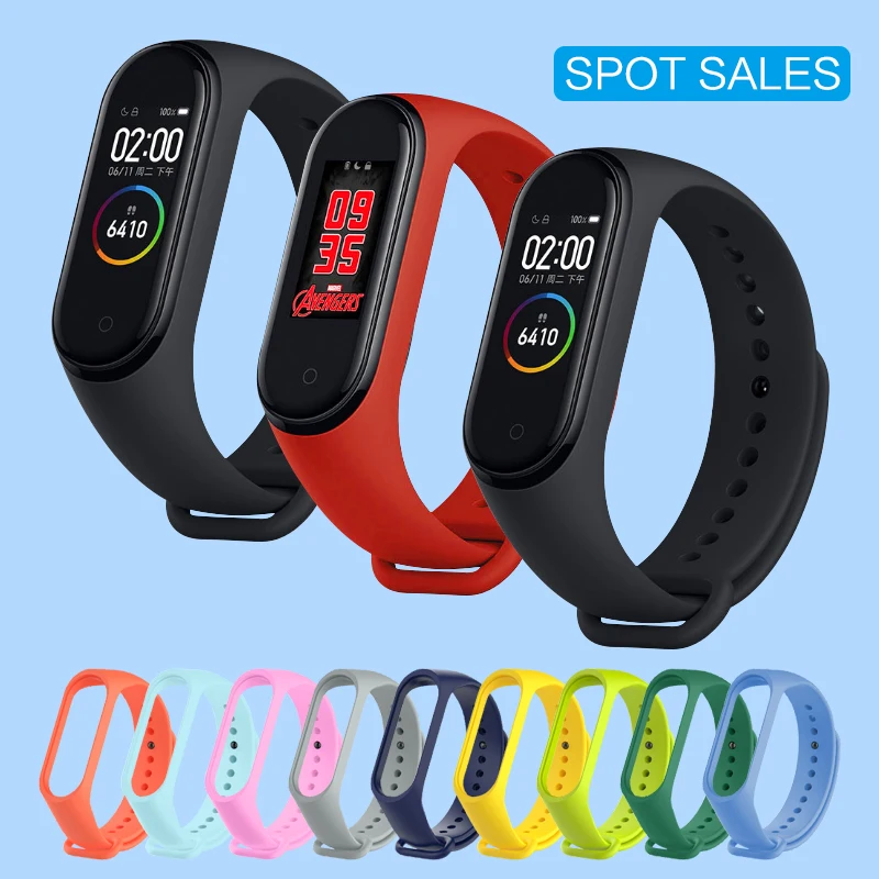 For Xiaomi Mi Band 4 Silicone Strap For Smart Watch Silicone Watch Strap Single Color