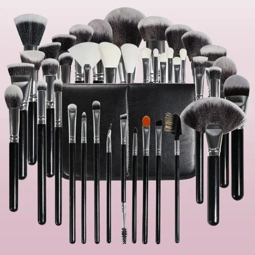 Wholesale Wooden Handle Vegan Luxury Make Up Brush Kit Private Label Custom Black Professional Cosmetic Makeup Brush Set