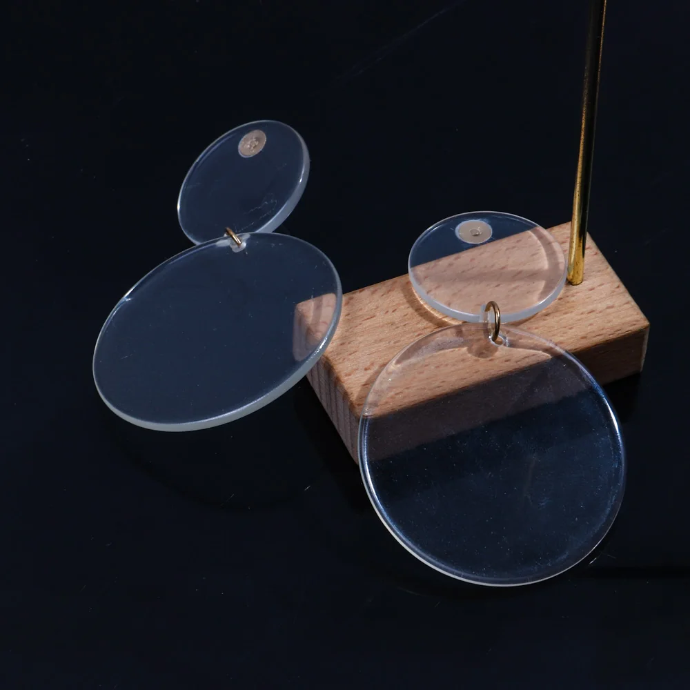 Autumnwinter Designer Textured Casual jewelry Clear Plexiglass Round Simple Large Party Jewelry Long Acrylic earrings for Women