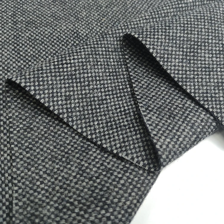 Stock Wool Tweed homespun Fabric 50%wool dot twill style gray color for clothing accessory