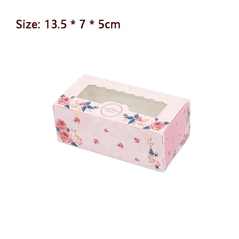 Wedding Party Pink Rose Wreath Gift Kraft Candy  Cupcake Food Packaging Cake Cookies Paper Box With Window