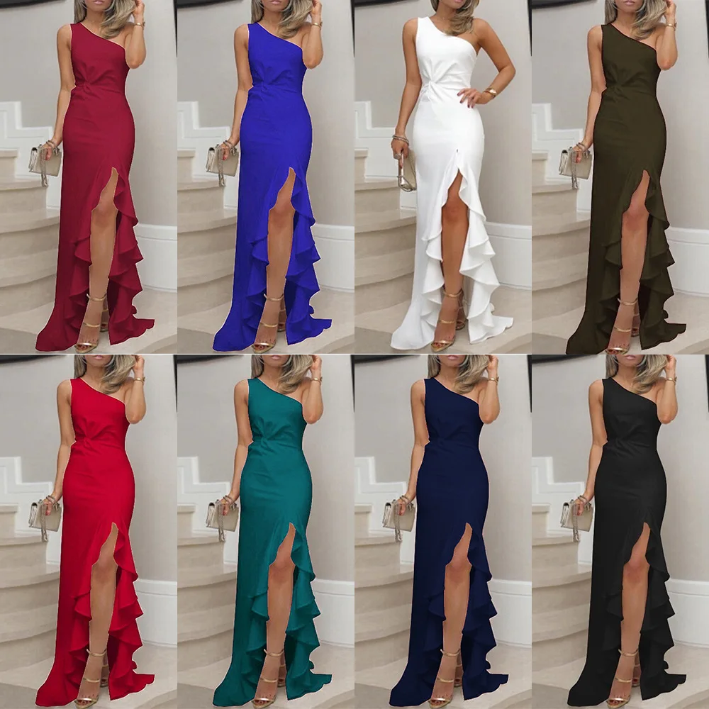 Evening Party Dresses Off Shoulder Solid Women Swing Dresses Lady Clothing drop shipping