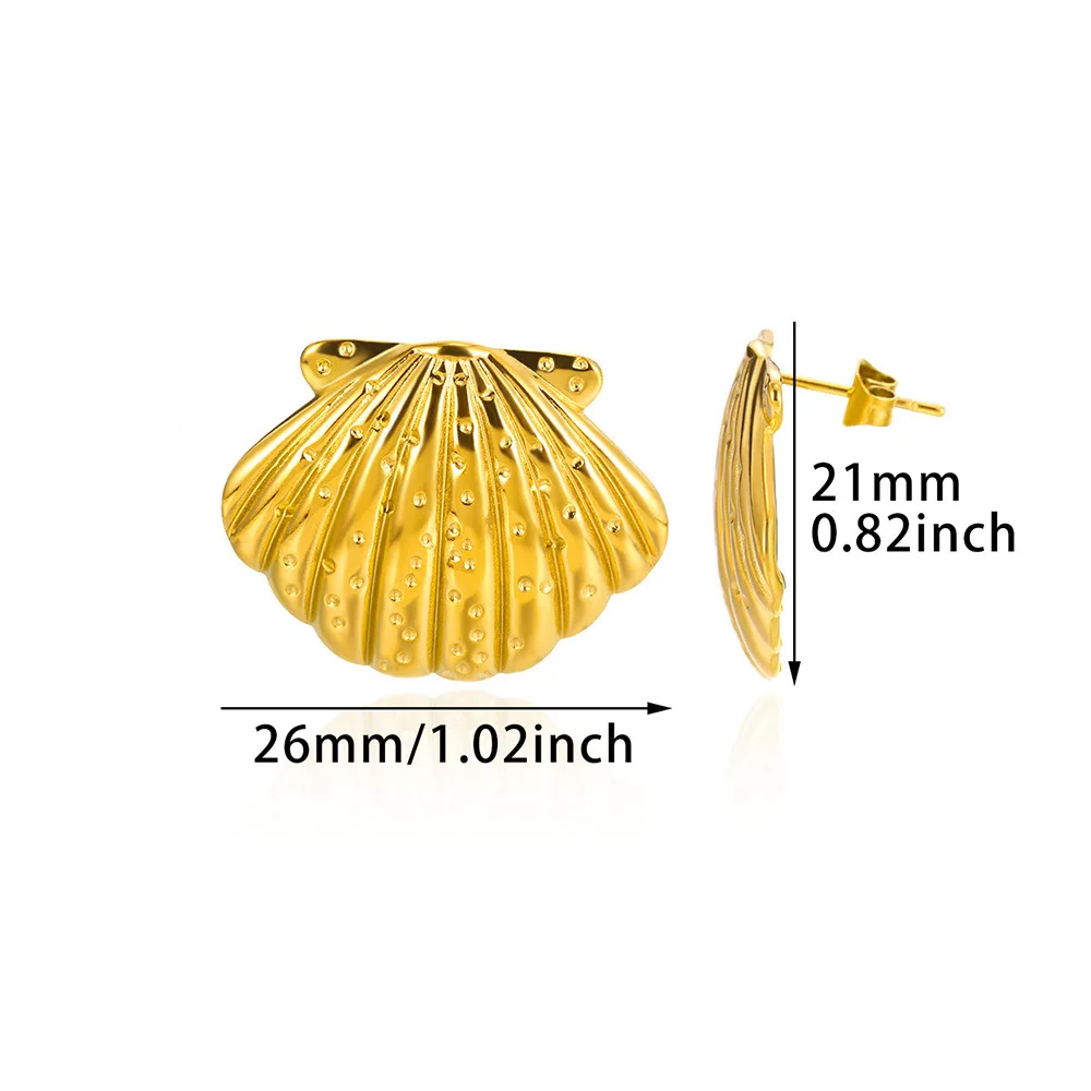 YWXS 18k gold stainless steel charm fashion simple Geometric ocean Beach shells summer earrings jewelry For women wholesale
