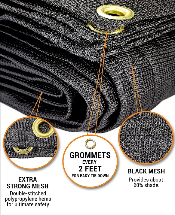 Anti-pull elastic Black Mesh Tarp,  Waterproof Tarpaulin for Tie Downs, Shade, Fences, Canopies, Dump Truck Tarpaulins