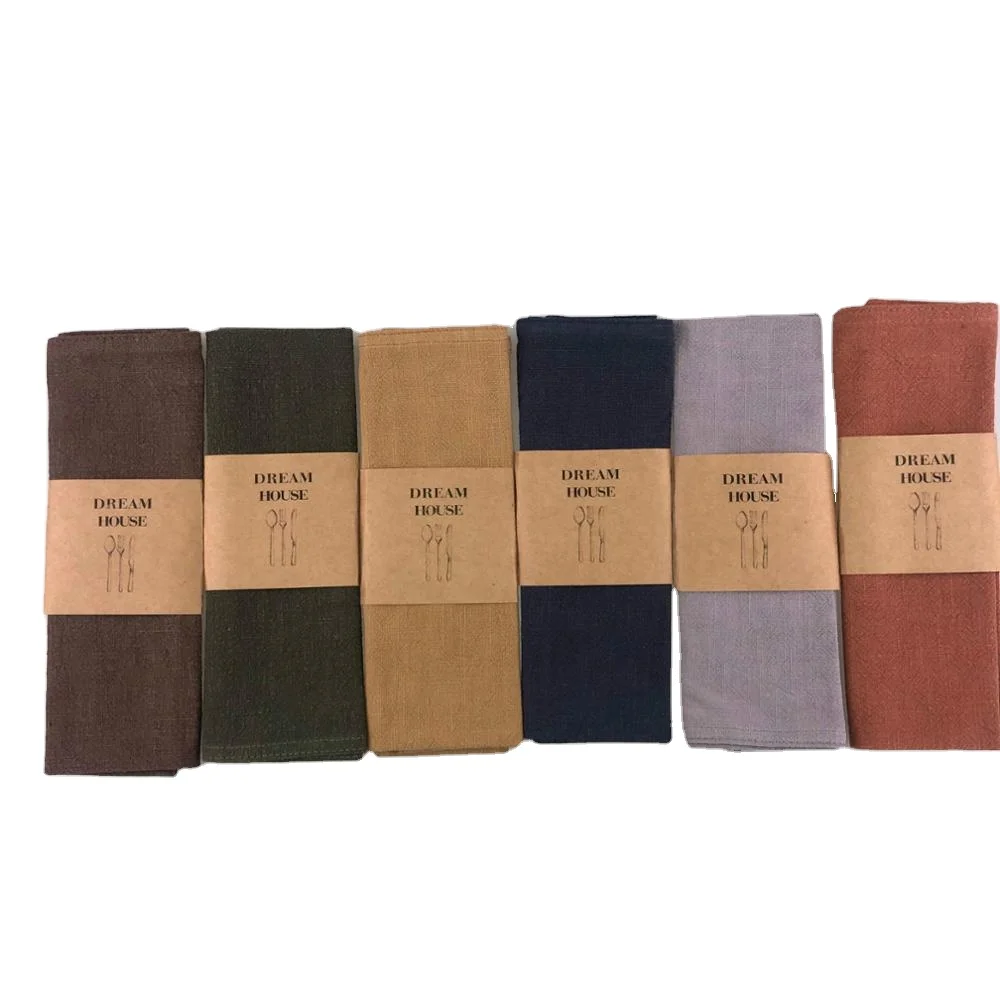 Plain linen tea towels Yarn-dyed Solid colorful Tea Towel Kitchen Cleaning Cloth Dish Towel