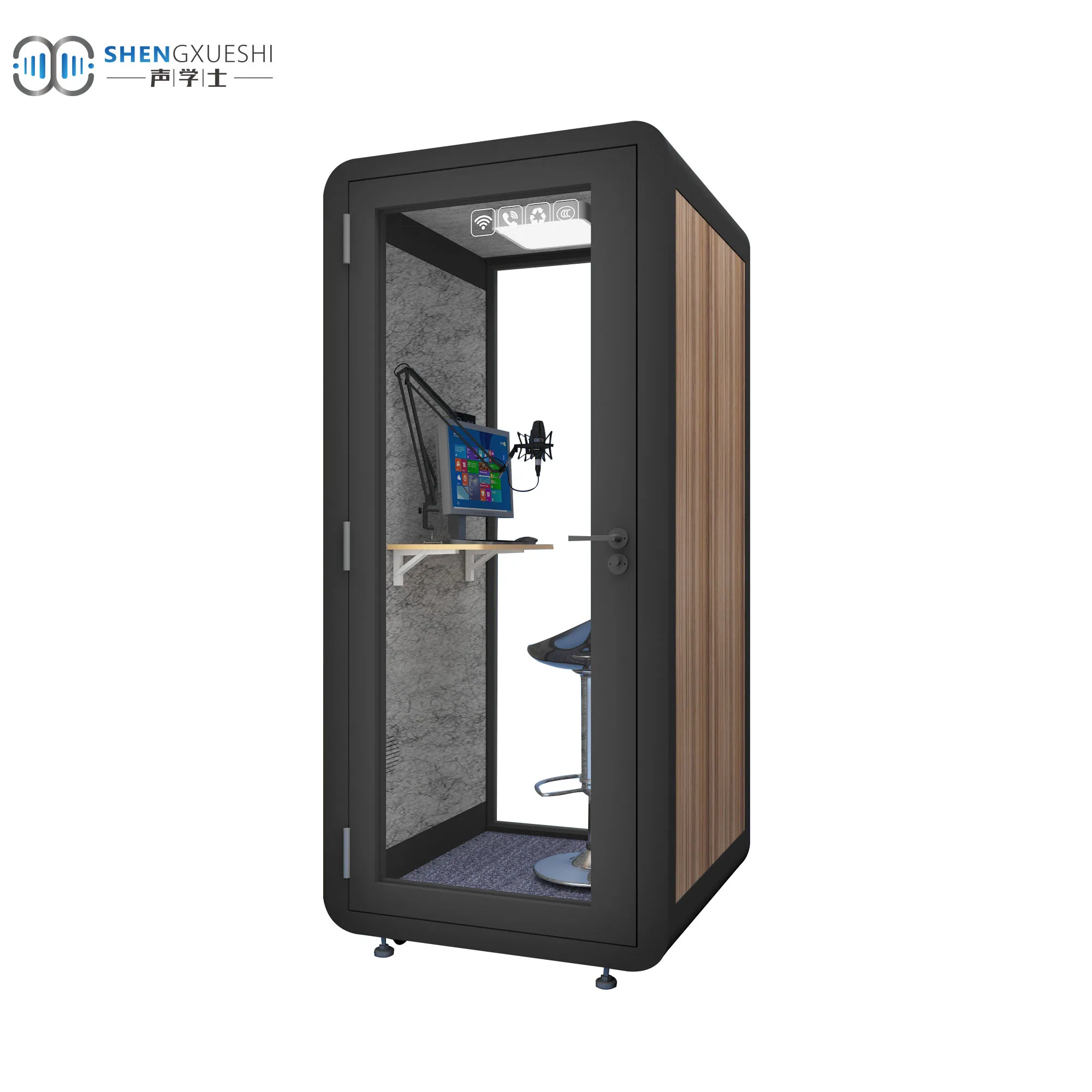 Factory Supply 1.0X1.0X2.3M Acoustic Video Booth Sound Proof Studio Acoustic Video Recording Booth Outdoor Office