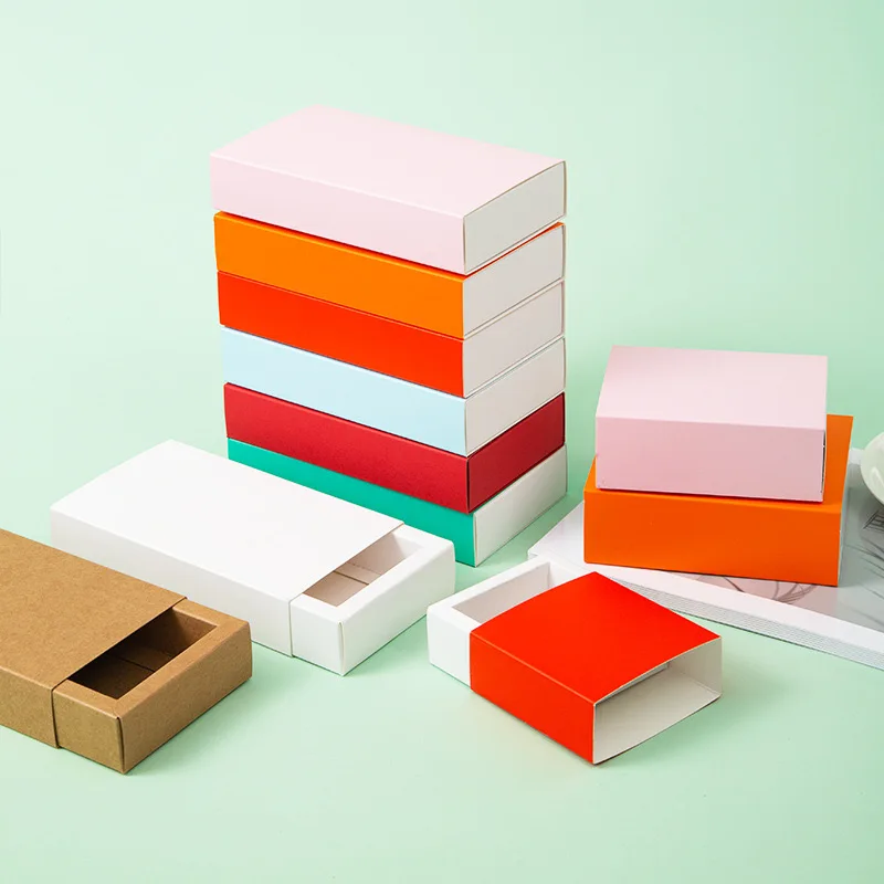 Luxury Colorful Foldable Cardboard Sliding Drawer Paper Box Transparent Sleeve Drawer Gift Box for Skincare Cosmetics Packaging