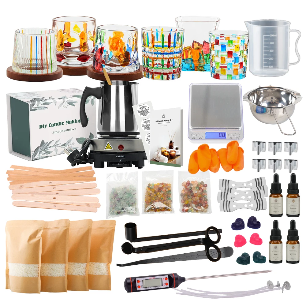 AROMA HOME 2023 Custom Luxury Adults Soy Wax Gel Electric Melting Pot Kit Diy Candle Making Kit