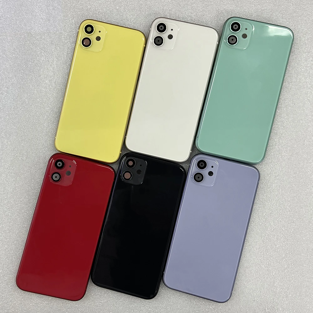 Оригинальное заднее стекло корпуса с подносом для карт боковой ключ Iphone 11 сменная задняя крышка аккумулятора стеклянная