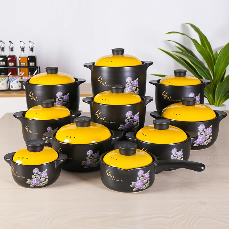 Food grade kitchen ware producer vegetables clay ceramic pot heat cooking non stick casseroles with pots cover  stock pots