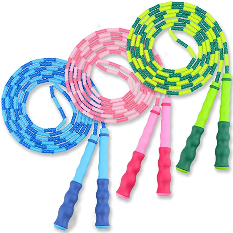 Kids High Speed Colorful Skipping PVC Jump Rope Adjustable Workout Beaded Jump Rope