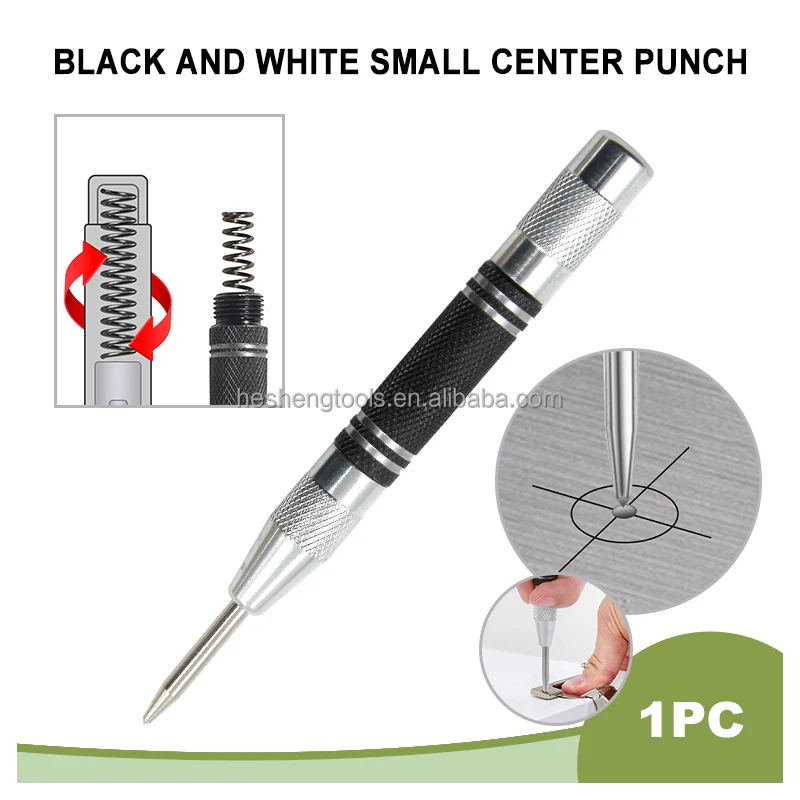 1pc Automatic Spring Loaded Positioner Center Punch Hand Tool Set For Window Breaking Woodworking & Glass, Plastic