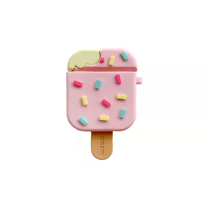 Sweet Summer Chocolate Strawberry Ice Cream  Soft Silicone Earphones Case  For Apple AirPod 1 2 Earpods Cover With Keychain