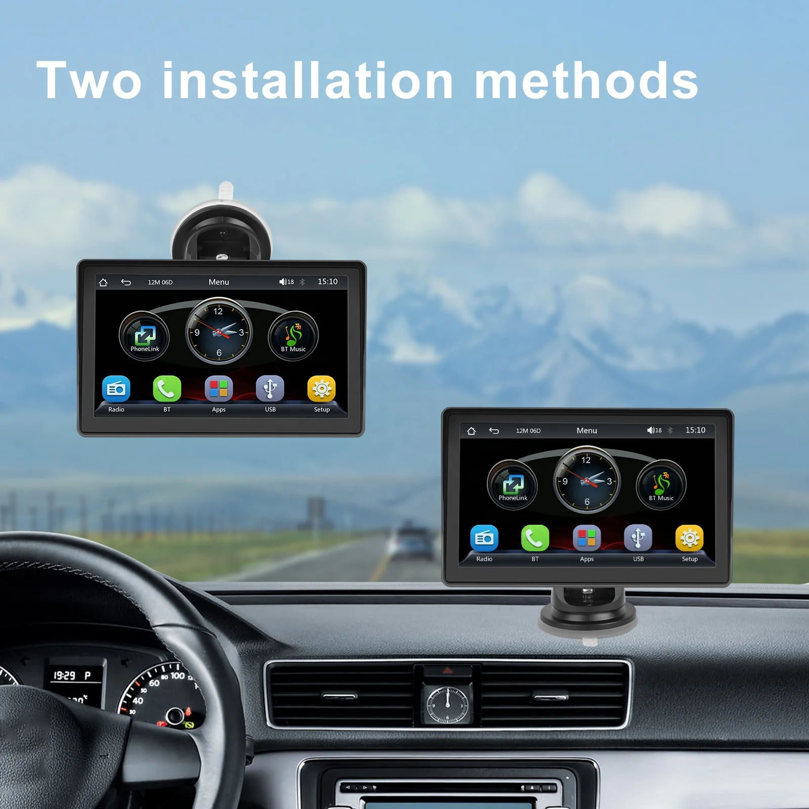 Podofo 7 Inch Touch Screen Portable Car MP5 Player Wireless Carplay Android Auto FM BT TF/USB/AUX Car Stereo Voice Control