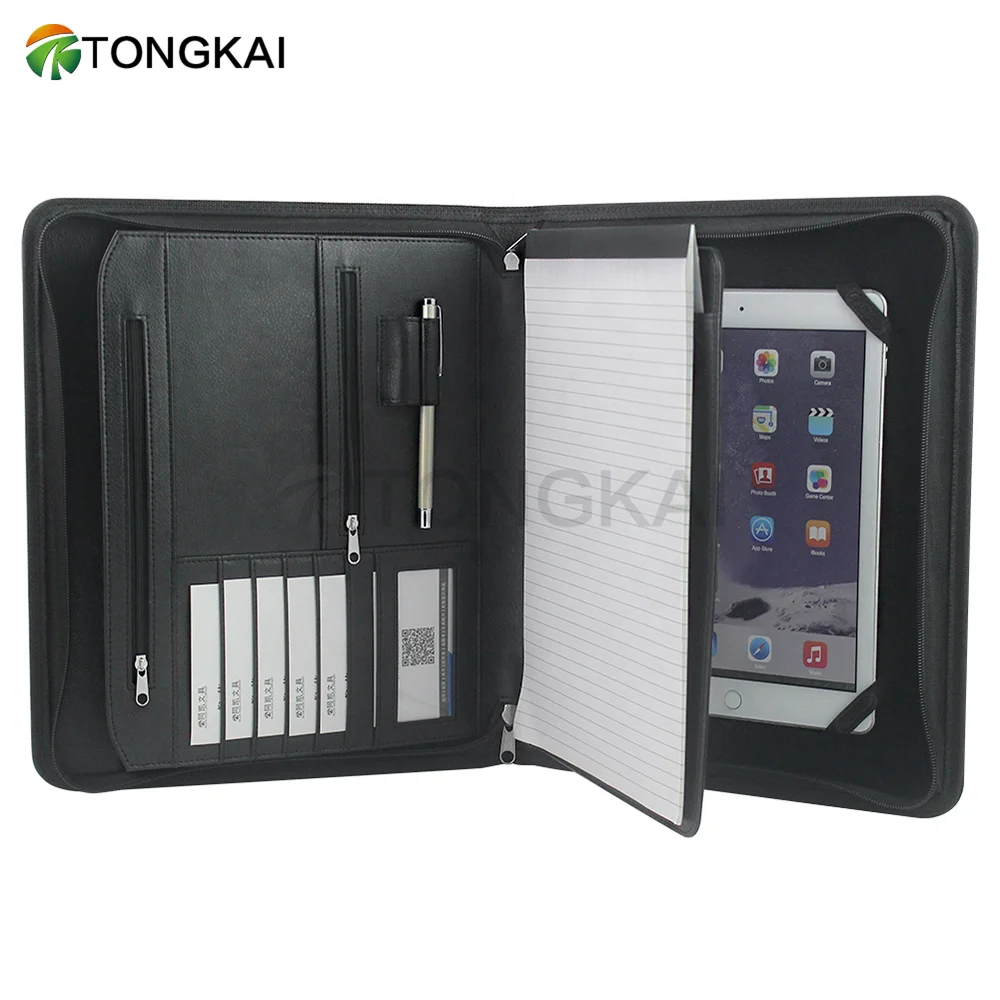 Кожаный Органайзер для документов на молнии для руководителей/папка для деловых документов, оптовая продажа, портфель с держателем